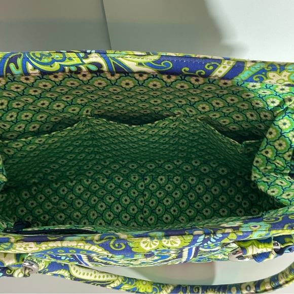Vera Bradley Rhythm & Blues Structured Shoulder Bag Blue Greens Floral Pattern - Picture 12 of 16